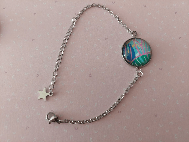 Bracelet cabochon Feuille color