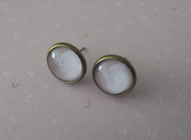 Boucles d'oreille Cabochon Love rose