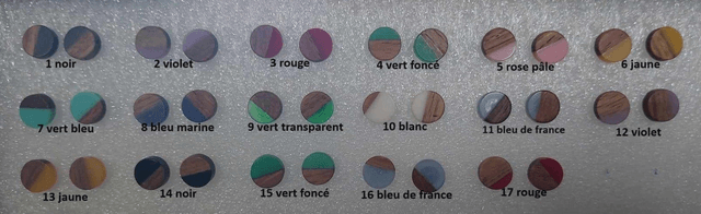 Boucle d'oreille clou bois & résine