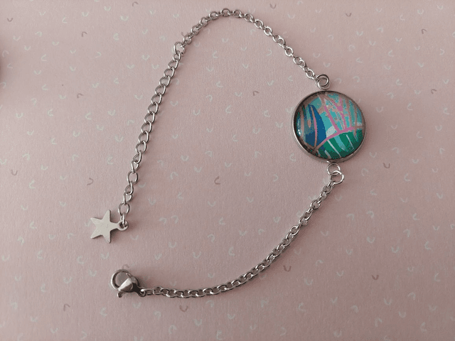 Bracelet cabochon Feuille color
