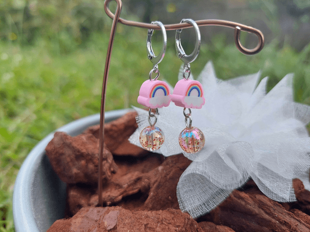 Boucle d&#039;oreille pendante Pierre &amp; Perle