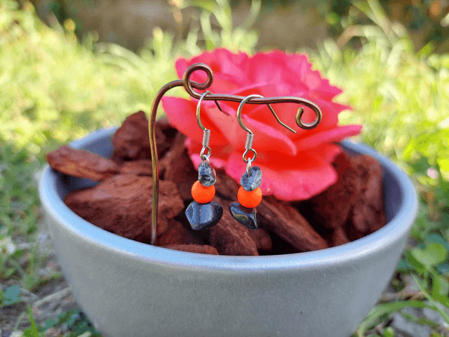 Boucle d&#039;oreille pendante Pierre &amp; Perle