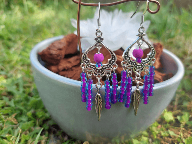 Boucle d&#039;oreille pendante Pierre &amp; Perle