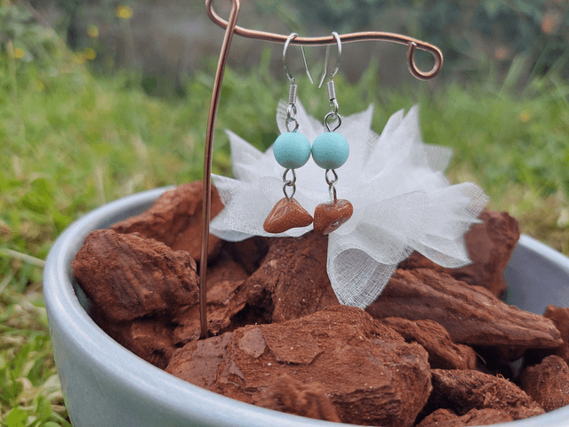 Boucle d&#039;oreille pendante Pierre &amp; Perle