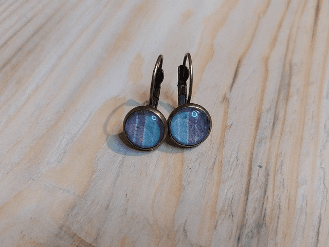 Boucles d&#039;oreille Cabochon Dormeuse Motif Pastel