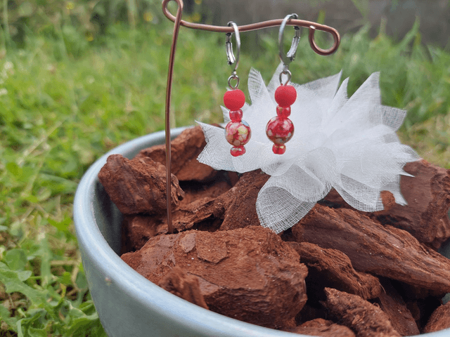 Boucle d&#039;oreille pendante Pierre &amp; Perle