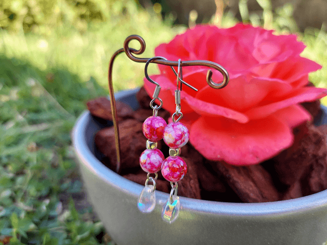 Boucle d&#039;oreille pendante Pierre &amp; Perle