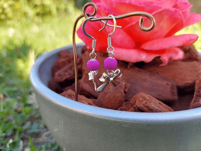 Boucle d&#039;oreille pendante Pierre &amp; Perle