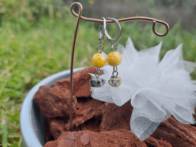 Boucle d&#039;oreille pendante Pierre &amp; Perle