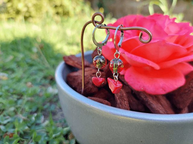 Boucle d&#039;oreille pendante Pierre &amp; Perle