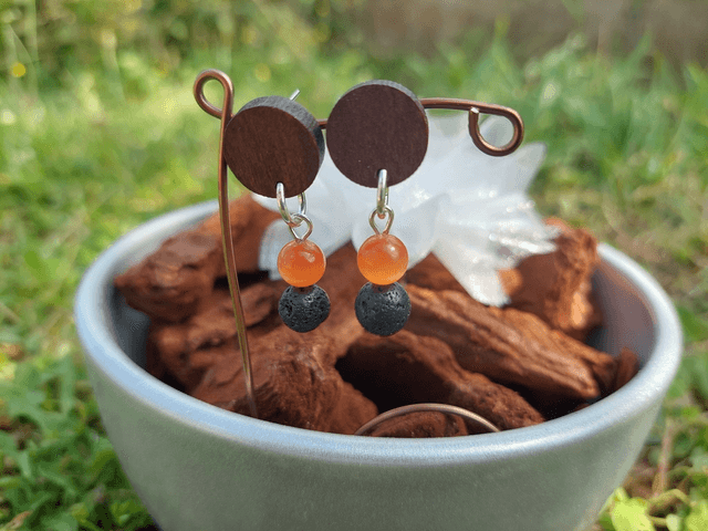 Boucle d&#039;oreille pendante Pierre &amp; Perle