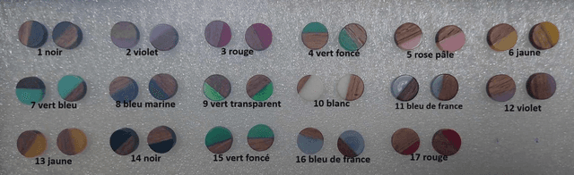 Boucle d&#039;oreille clou bois &amp; résine