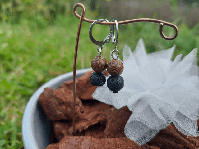 Boucle d&#039;oreille pendante Pierre &amp; Perle