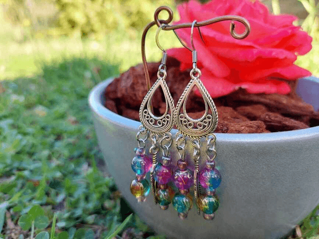Boucle d&#039;oreille pendante Pierre &amp; Perle